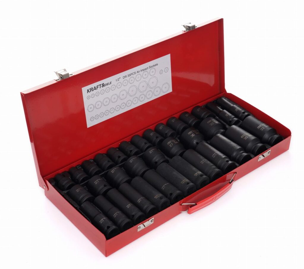 KRAFT&DELE 1/2" löökpadrunite komplekt, 35-osaline, Cr-Mo teras KD11756