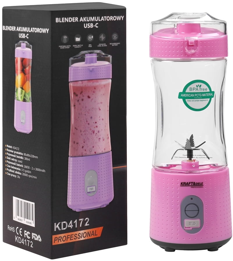USB-C juhtmevaba blender 380 ml, 2 × 3000 mAh KD4172