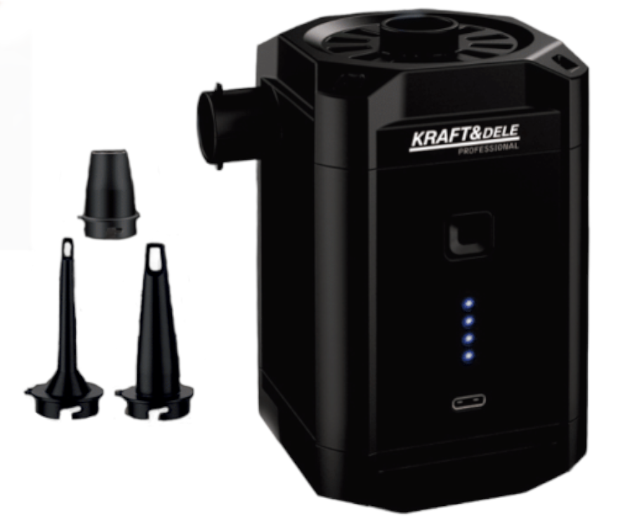 KRAFT&DELE USB-C-laetav õhkpump 5500 mAh koos 3 otsikuga KD5501