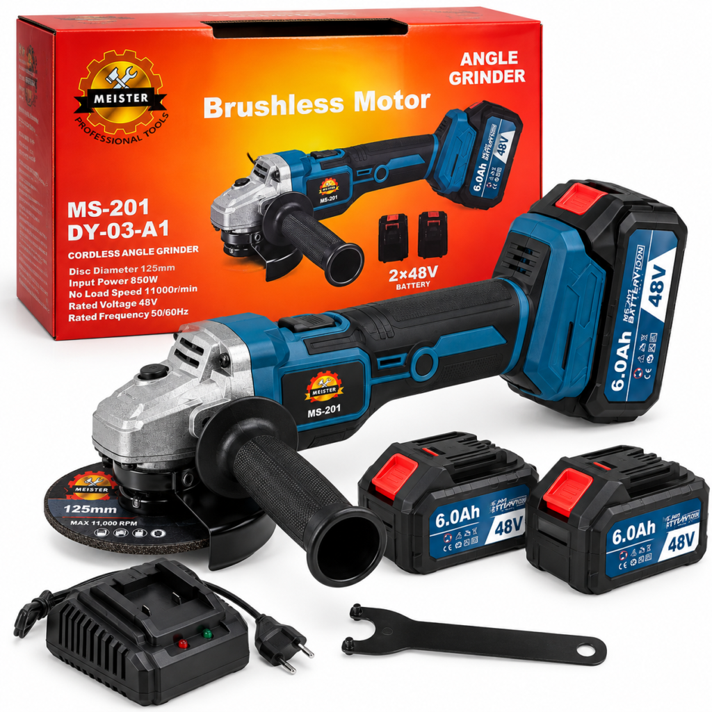 MEISTER harjadeta akutoitel nurklihvija 48 V 850 W 125 mm MS-201