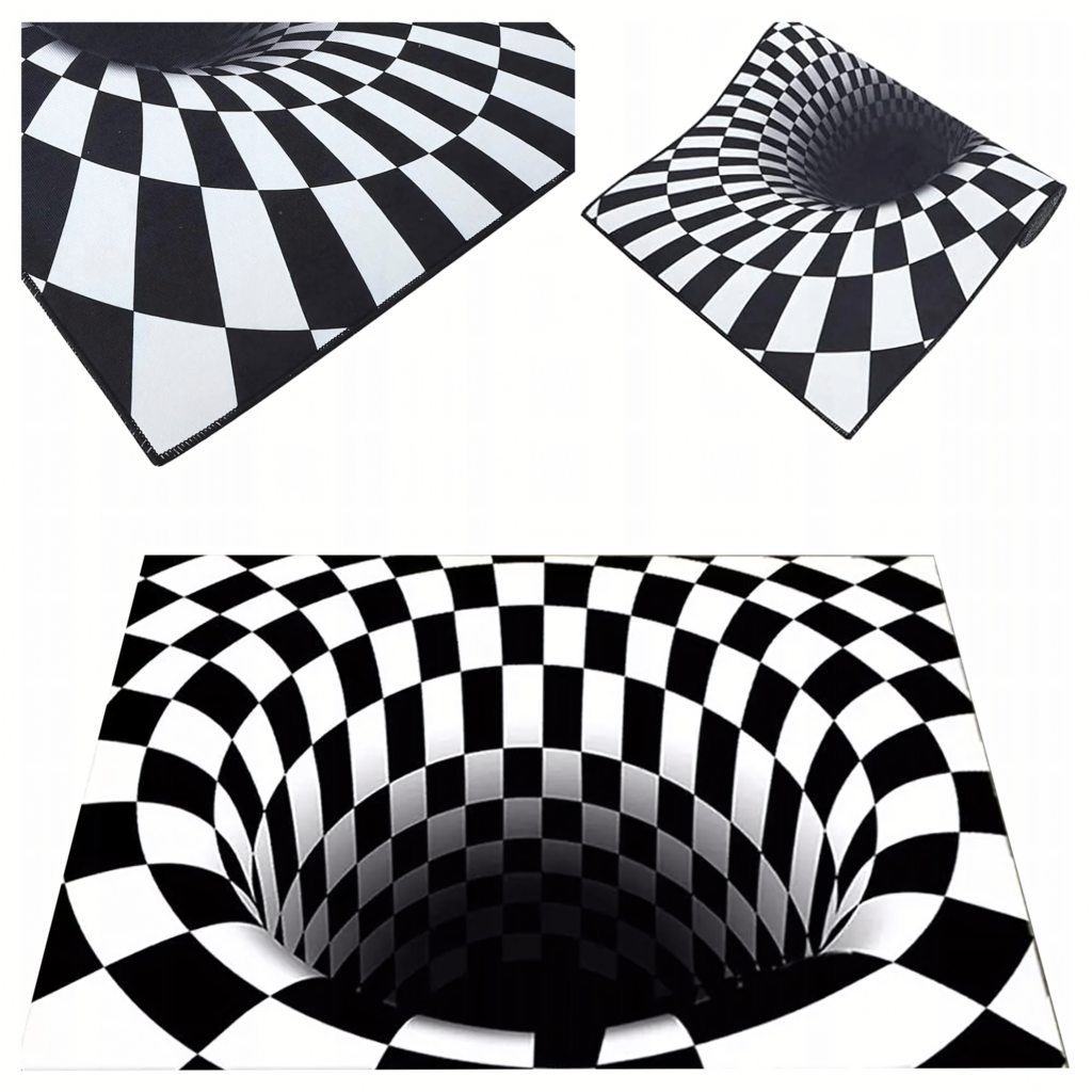Valge 3D optilise illusiooniga uksematt 50 × 80 cm RC-K-1174