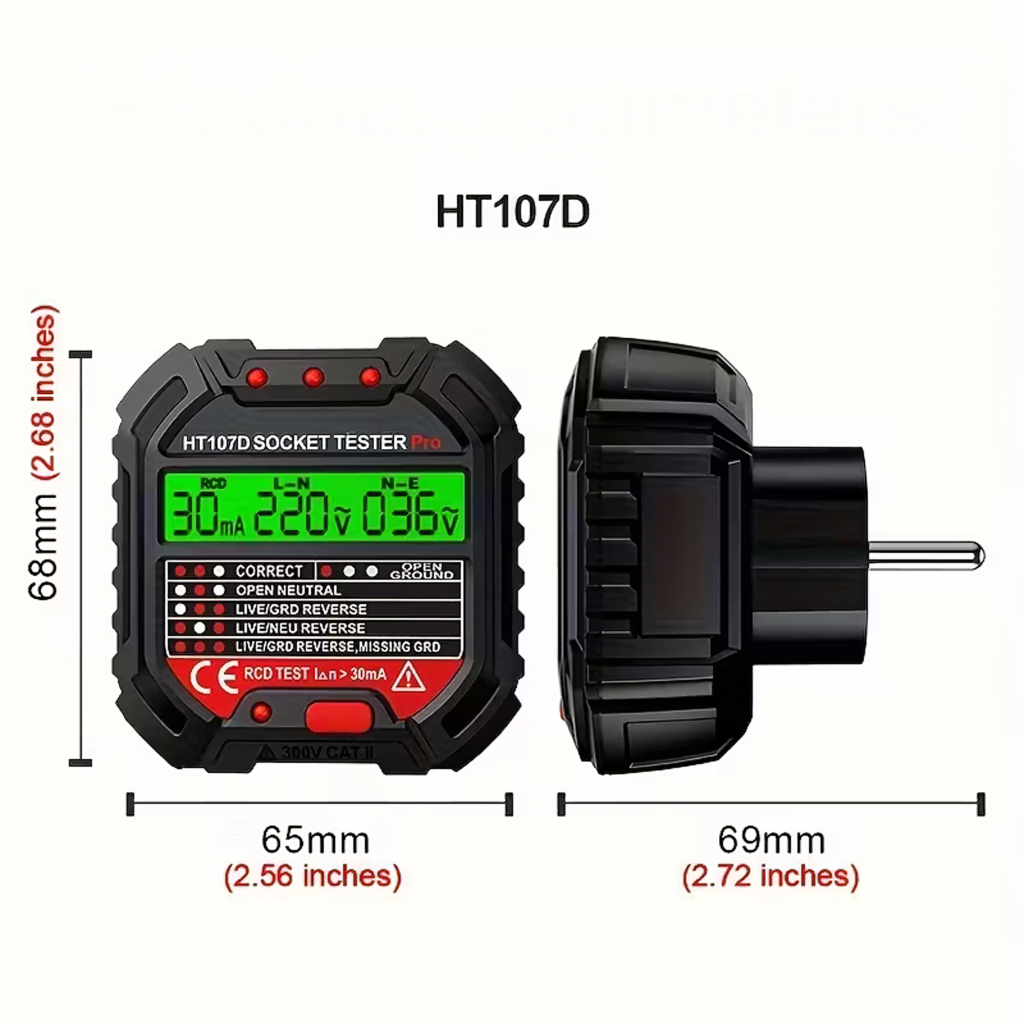 Habotest HT107 D LCD-ekraaniga pistikupesa pingetester RCD-testiga RC-K-1986