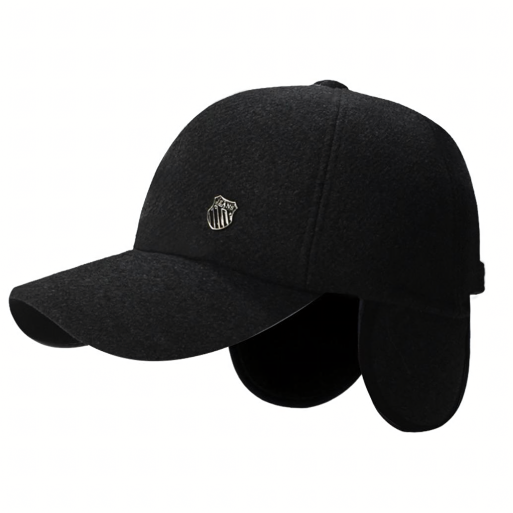 Men's Warm Winter Cap with Visor and Earflaps - Insulated Pilot Hat