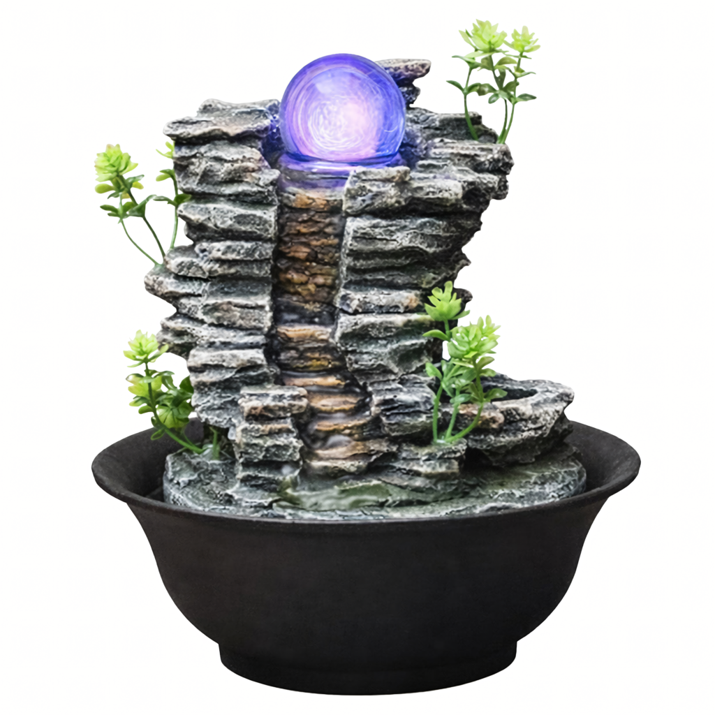 LED-valgustusega dekoratiivne lauapurskkaev 21,5 × 21,5 × 23 cm RC-K-2221