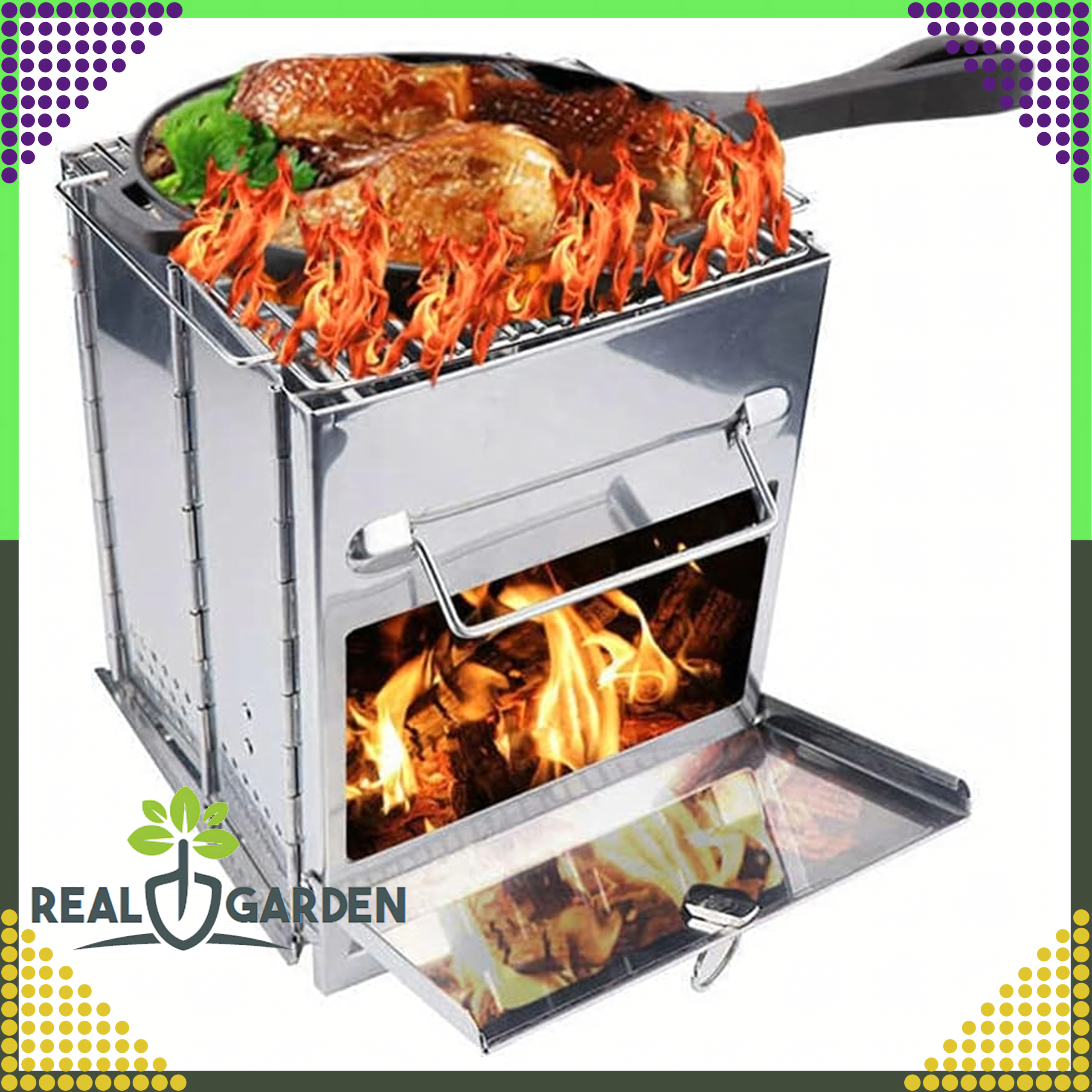 Portable Folding Rocket Stove Survival Camping Garden Grill