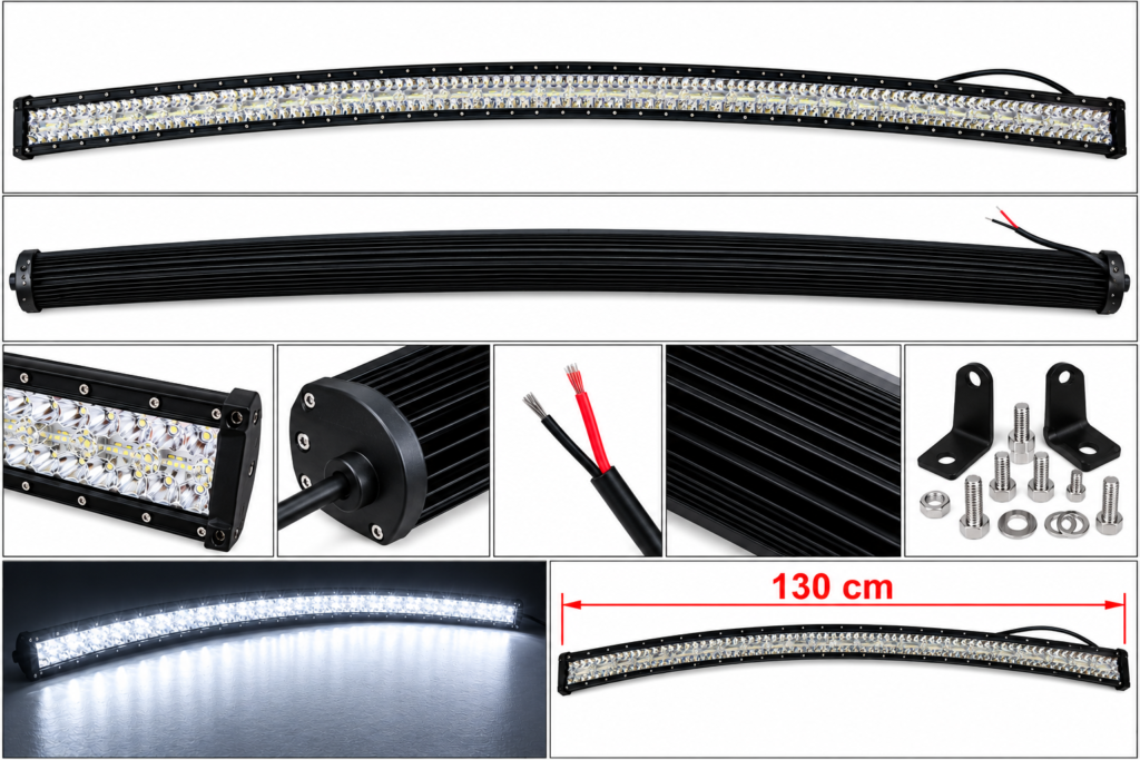 Y1724 1200W LED auto valgusriba 130cm – kumer alumiiniumist maastikuvalgusti