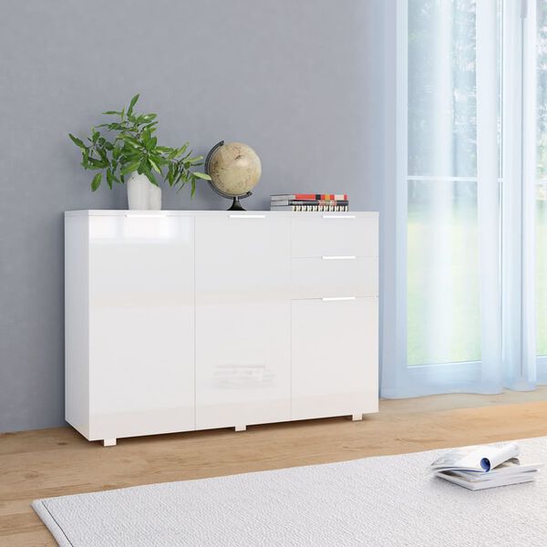 Puhvetkapp kõrgläikega valge 107 × 35 × 80,5 cm