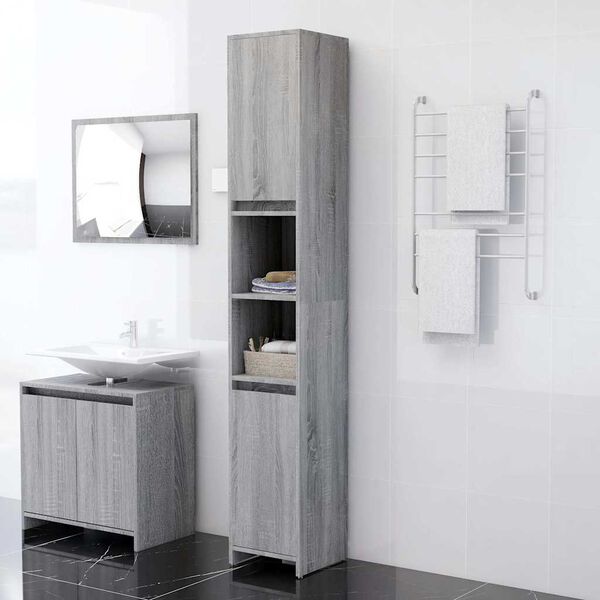 Raamatukapp, hall Sonoma tamm, 30 × 30 × 183,5 cm, tehispuit