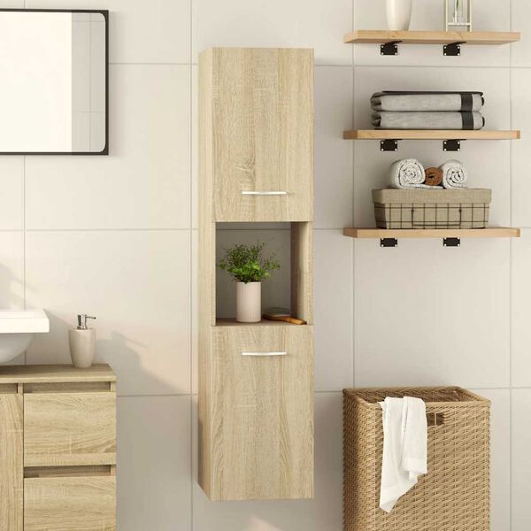 Vannitoakapp, Sonoma tamm, 30 × 30 × 130 cm, tehispuit
