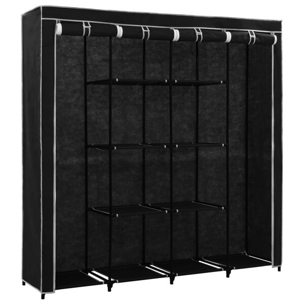 Garderoob 4 sektsiooniga, must 175 × 45 × 170 cm