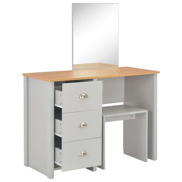 Peegli ja pingiga tualettlaud, hall, 104 × 45 × 131 cm