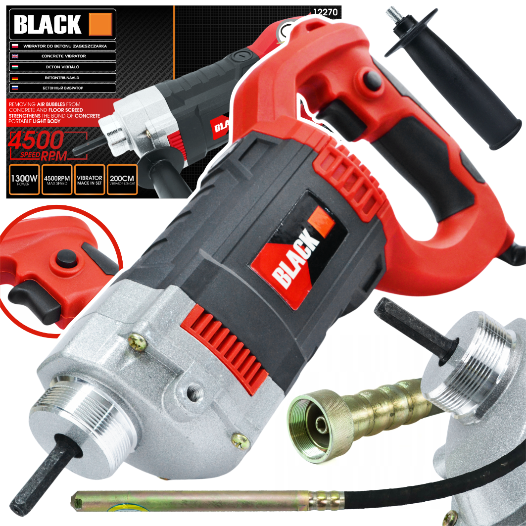 Black marki elektriline betoonivibraator 1350W 2m vardaga