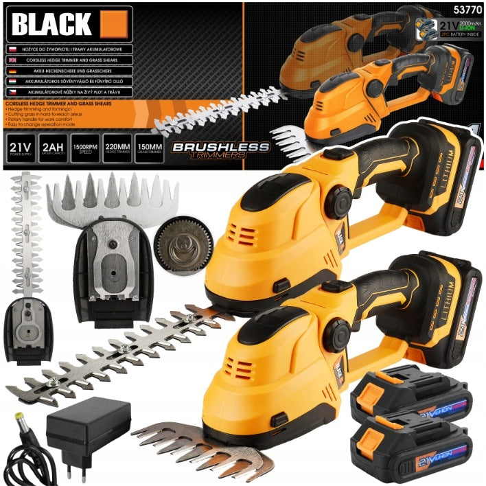 BLACK 21 V akutoitega 2-in-1 muru- ja hekikäärid, 2 × 2,0 Ah 53770