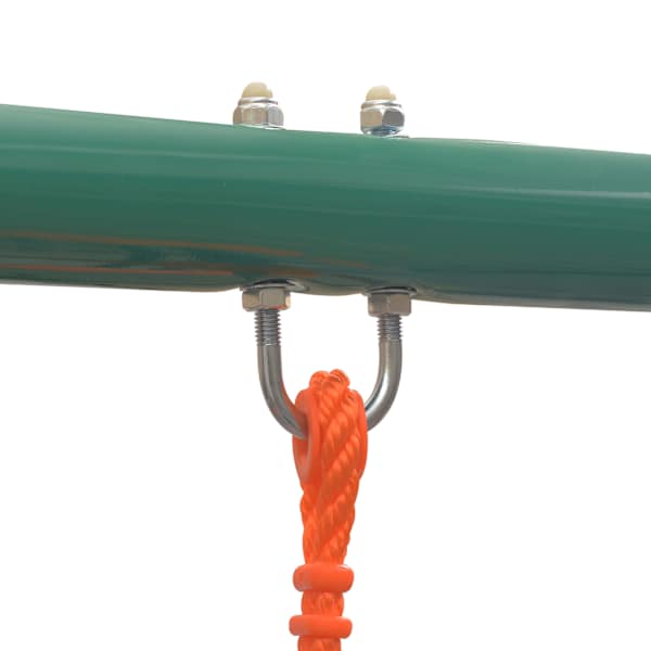 Kiigekomplekt liumäega, oranž, 297 × 193 × 180 cm, teras ja plastik – mudel 91359