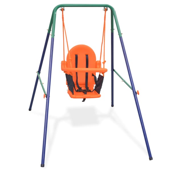 Väikelapse kiigekomplekt turvarihmaga, oranž, 96 × 145 × 120 cm, teras ja plastik – mudel 91360