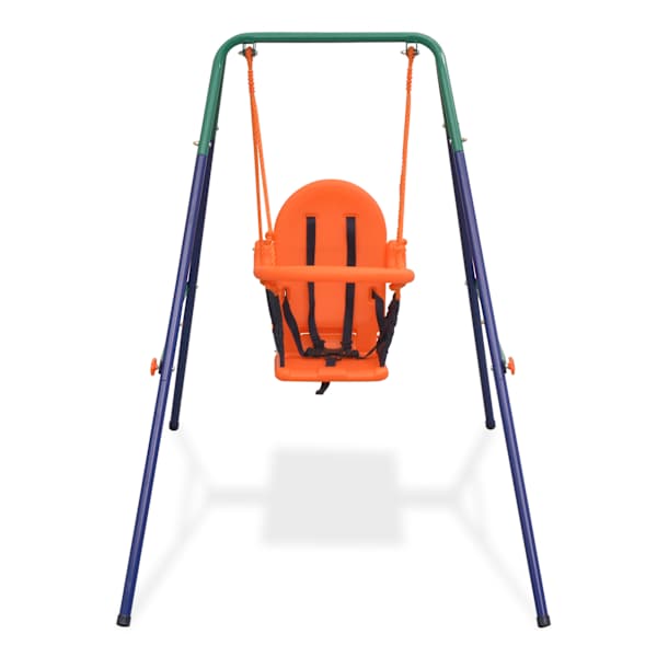 Väikelapse kiigekomplekt turvarihmaga, oranž, 96 × 145 × 120 cm, teras ja plastik – mudel 91360