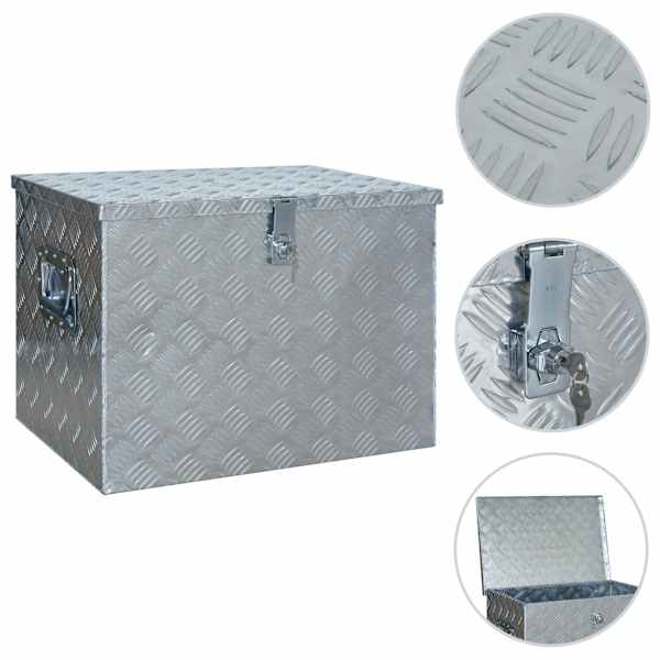 Alumiiniumist kast 610 × 430 × 455 mm, hõbedane