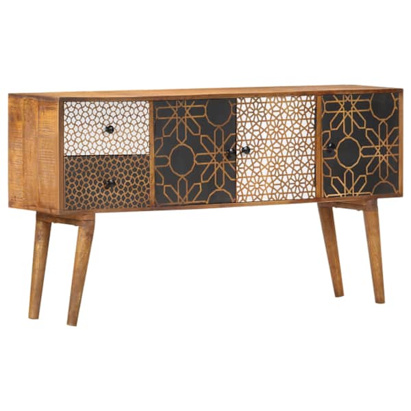 Puhvetkapp trükitud mustriga, 130 × 30 × 70 cm, mangopuit