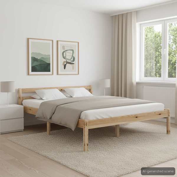 Voodiraam, naturaalne, 140 × 200 cm — mudel 283193