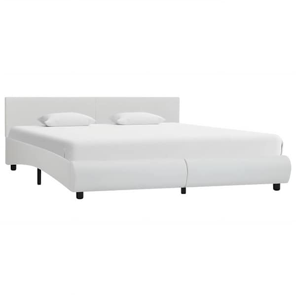 LED-valgustusega voodiraam, valge, 160 × 200 cm — mudel 285490