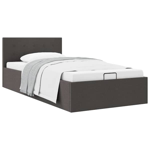 Panipaigaga voodiraam, tumehall, 100 × 200 cm, kangas — mudel 285571