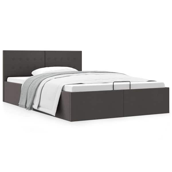Panipaigaga voodiraam, tumehall, 120 × 200 cm, kangas — mudel 285572