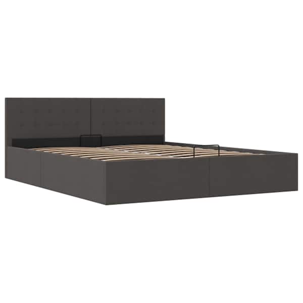 Panipaigaga voodiraam, tumehall, 160 × 200 cm, kangas — mudel 285574