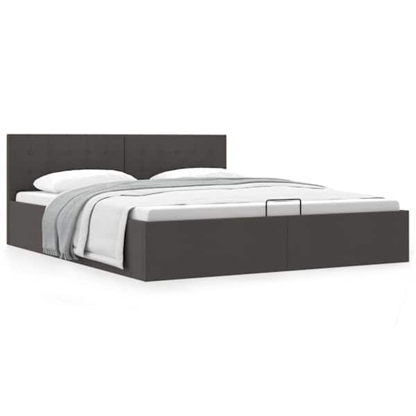 Panipaigaga voodiraam, tumehall, 160 × 200 cm, kangas — mudel 285574