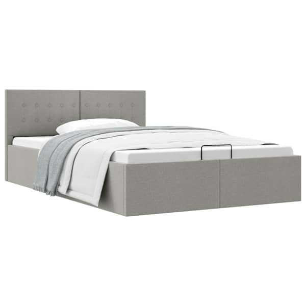 Panipaigaga voodiraam, helehall, 120 × 200 cm, kangas — mudel 285578
