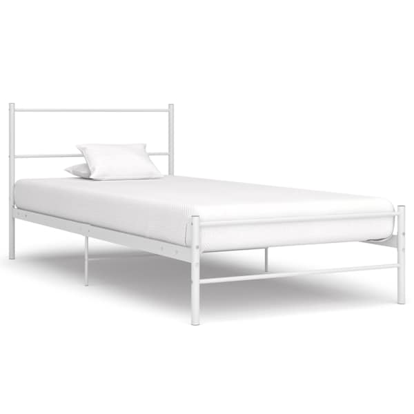 Voodiraam valge, metall, 90 × 200 cm