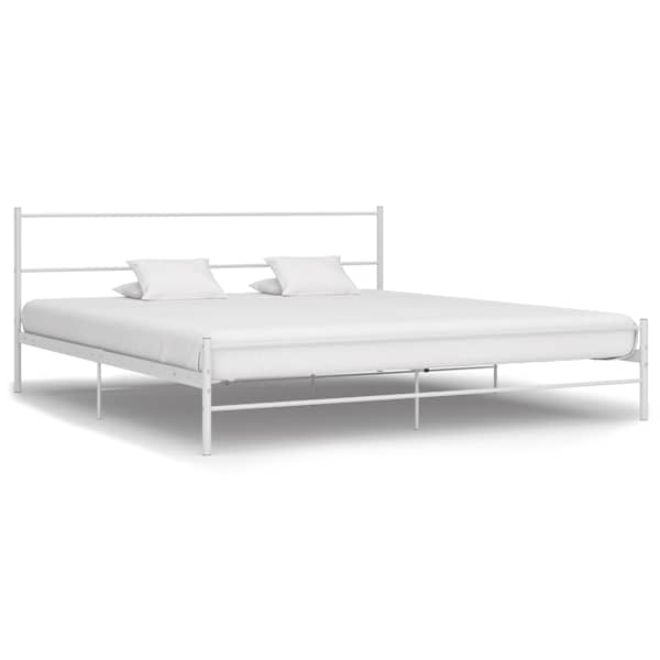 Voodiraam, valge, 200 × 200 cm, metall — mudel 284698