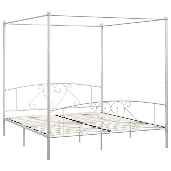 Baldahhiiniga voodiraam, valge, 180 × 200 cm, metall — mudel 284431