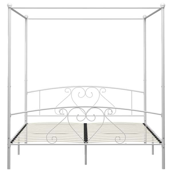 Baldahhiiniga voodiraam, valge, 180 × 200 cm, metall — mudel 284431