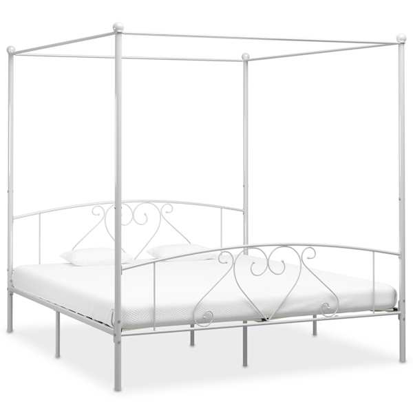 Baldahhiiniga voodiraam, valge, 200 × 200 cm, metall — mudel 284432