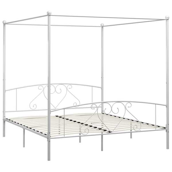 Baldahhiiniga voodiraam, valge, 200 × 200 cm, metall — mudel 284432