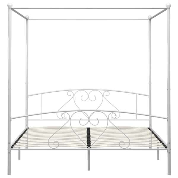 Baldahhiiniga voodiraam, valge, 200 × 200 cm, metall — mudel 284432