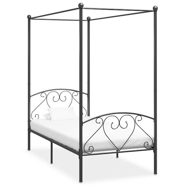 Baldahhiiniga voodiraam, hall, 120 × 200 cm, metall — mudel 284442