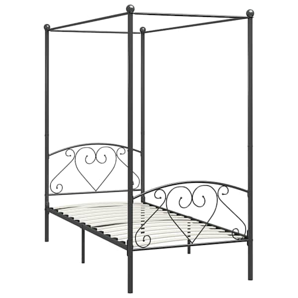 Baldahhiiniga voodiraam, hall, 120 × 200 cm, metall — mudel 284442