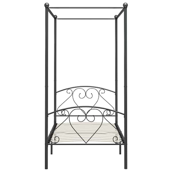 Baldahhiiniga voodiraam, hall, 120 × 200 cm, metall — mudel 284442