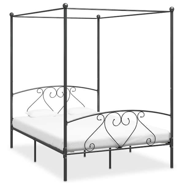 Baldahhiiniga voodiraam, hall, 140 × 200 cm, metall — mudel 284443