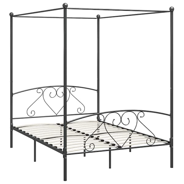 Baldahhiiniga voodiraam, hall, 140 × 200 cm, metall — mudel 284443