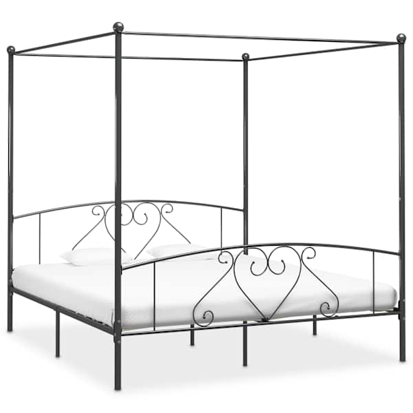 Baldahhiiniga voodiraam, hall, 180 × 200 cm, metall — mudel 284445