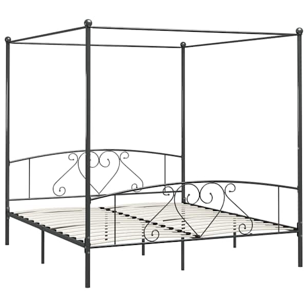 Baldahhiiniga voodiraam, hall, 200 × 200 cm, metall — mudel 284446