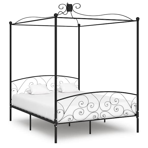 Baldahhiiniga voodiraam, must, 160 × 200 cm, metall — mudel 284478