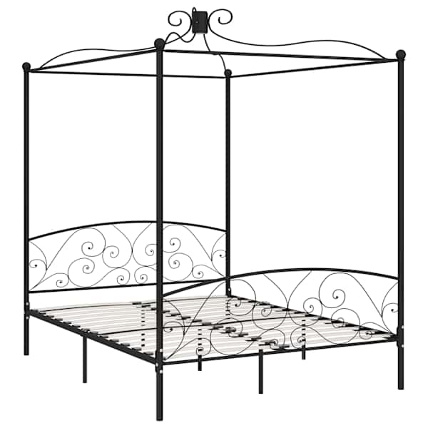 Baldahhiiniga voodiraam, must, 160 × 200 cm, metall — mudel 284478