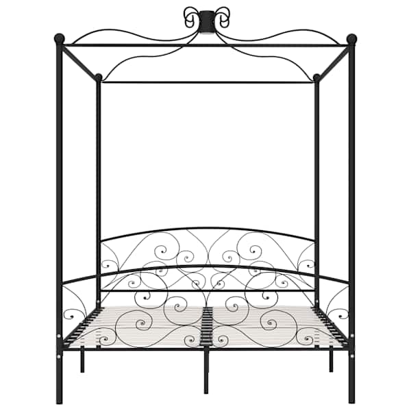 Baldahhiiniga voodiraam, must, 160 × 200 cm, metall — mudel 284478