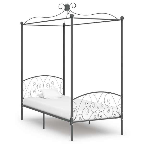 Baldahhiiniga voodiraam, hall, 90 × 200 cm, metall — mudel 284480