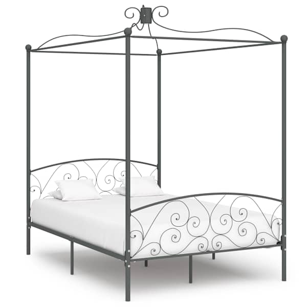 Baldahhiiniga voodiraam, hall, 120 × 200 cm, metall — mudel 284482
