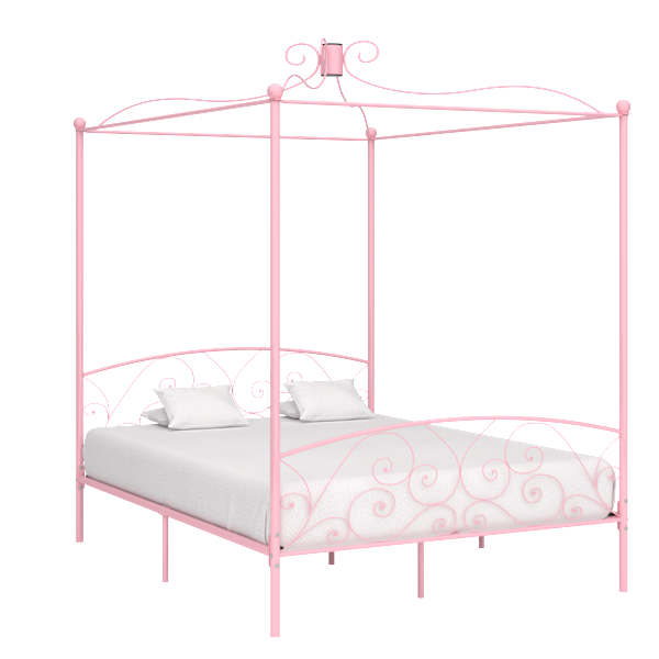 Baldahhiiniga voodiraam, roosa, 180 × 200 cm, metall — mudel 284491
