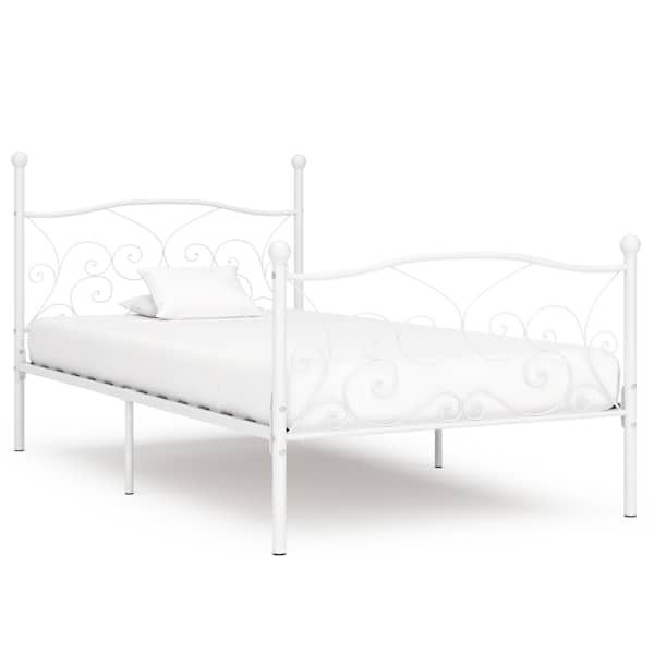 Voodiraam, valge, 100 × 200 cm, metall — mudel 284448